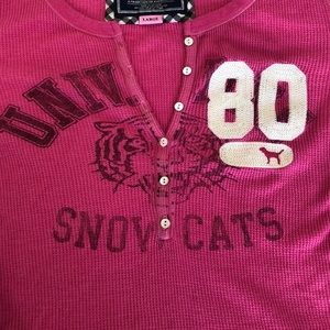 Victoria’s Secret Love PINK thermal 1980 University White 80 Snowcats ❄️ 🐯 L